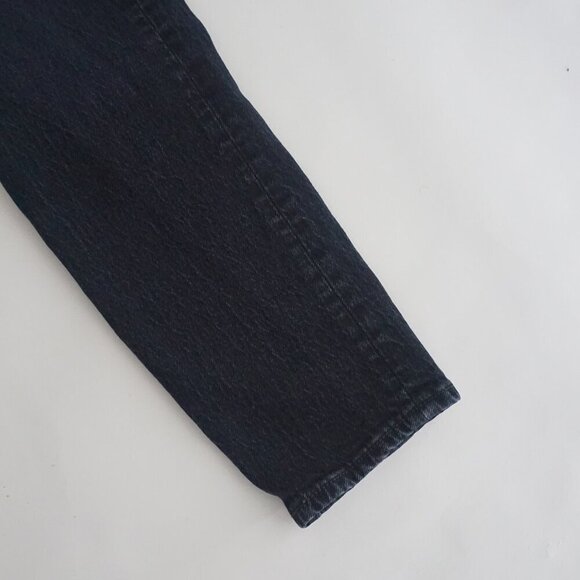 Levi's Wedgie Black Stone Wash Straight Tapered High Waisted Denim Jeans 26 - Picture 4 of 12